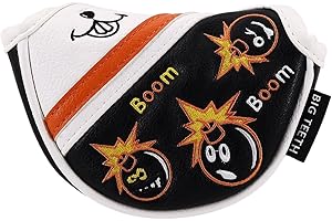 BIG TEETH Putter Cover Mallet Putter Cover Half Mallet Small Golf Headcover, Mini Club Head Protector Magnetic Closure Black Leather for Odyssey White Hot #5 Golf Rossie Tour Edge Chipper etc
