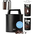 KIVY Vacuum Coffee Canister - Push Lid Preserves Coffee Aroma & Oil - Stainless Steel Airtight Coffee Canister - Coffee Container for Ground Coffee & Coffee Bean Storage - Removes Excess Air