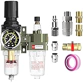 CNZG PNEU NPT 1/4 Air Regulator with Gauge,Air Compressor Water Separator with Accessories,Pneumatic Compressed Air Filter Pressure Oil Trap(AC2010-02)