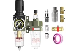 CNZG PNEU NPT 1/4 Air Regulator with Gauge,Air Compressor Water Separator with Accessories,Pneumatic Compressed Air Filter Pressure Oil Trap(AC2010-02)