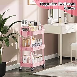 SUNALLY 3 Tier Rolling Cart with Drawer, Bathroom