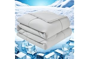 meadow park Cooling Comforter Full/Queen 90”x90”, Double Sided Cooling Blanket for Hot Sleepers, Cold Tech Fabric, Q-Max>0.5, Breathable and Lightweight, Light Gray