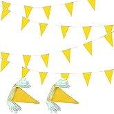 LyButty 100 Feet Yellow Pennant Banners Flags String Hanging Triangle Bunting Flags,Party Decorations for Grand Opening,Kids Birthday,Carnival,60 PCS