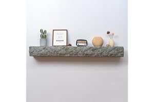 FLYJOE Faux Wood Fireplace Mantel Shelf 52” Long Floating Shelf Wall-Mounted Mantel Fire-Proof Raw Edge Rustic Wood Wall Storage Decor, Grey 52W”x9D”x5.5H”