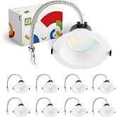 ASD 8 Pack 6 Inch 30W High Output Commercial Canless LED Downlight | Power Adjustable 12/16/22/26/30W, 3461LM, 2700K-5000K CCT, 120-277V, 0-10V Dimmable, IC Rated, Wet Rated, ETL &amp; Energy Star
