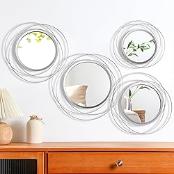 Hicarer 4 Pcs Decorative Wall Mirror Round Modern