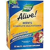 Nature's Way Alive! Men's Complete Multivitamin, Supports Energy Metabolism & Muscle Function*, B-Vitamins, Superfood Antioxidants**, Gluten-Free, 50 Tablets (Packaging May Vary)