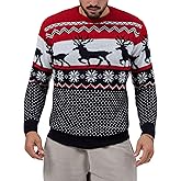 Runcati Mens Ugly Christmas Sweater Pullover Long Sleeve Reindeer Snowflake Soft Knitted Sweaters