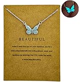 NFVITLP Butterfly Pendant Necklace for Women Adjustable Dark Luminous Butterfly Necklace,Friend Friendship Party Valentine's Day Mother's Day Jewelry Gift