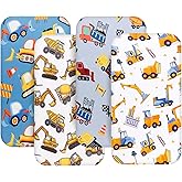 4 Pack Baby Boy Bassinet Sheets Set Soft Fitted Baby Boy Mattress Covers Construction Truck or Dinosaur Theme Breathable Toddler Sheets for Infant Boys (Construction Truck, Bassinet Sheets)