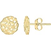 10kt Yellow Gold Unisex Round Nugget Stud Earrings