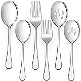 LIANYU 6-Piece Serving Spoons and Forks, 8 3/4 Inch