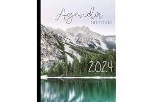 Agenda Gratitude 2024 Français de Janvier à Décembre - Montagne: Semainier Thématique Nature 8.5" x 11" - 135 pages
