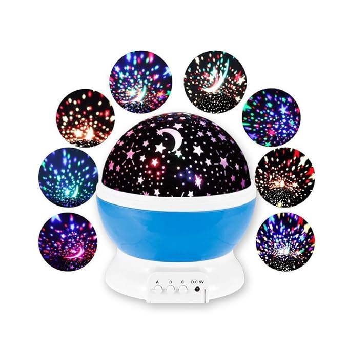 DEALCROX Rotating LED Star Moon Night Lamp - Multicolour