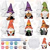 CroBlissful 6 Sets Paint Your Own Ceramic Gnome Statues Ready to Paint Ceramics Paintable Gnome Figurines Unpainted Plaster Arts and Crafts with Brush Palette for Adults (Halloween)