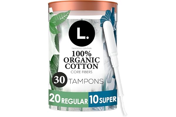 L. Tampons, Made with Organic Cotton, Regular/Super Absorbency, Multipack, 30 Count