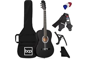 Best Choice Products 38in Beginner All Wood Acoustic Guitar Starter Kit w/Gig Bag, 6 Celluloid Picks, Nylon Strings, Capo, Cl