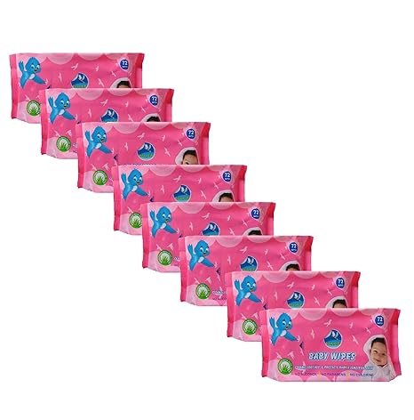 Glider Soft Baby Water Wipes with Aloe Vera,Vitamin E & Mild Fragrance for Babies Sensitive Skin - 72 Wipes/Pack, (Pack of 8)