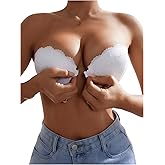 GORGLITTER Women's Floral Lace Strapless Bra Front Closure Push Up Bandeau Underwire Bralettes