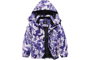 IDTALHZY Kid's Ski Jacket Waterproof Winter Coat Boy's and Girl's Fleece Snowboarding Jackets with Detachable Hood