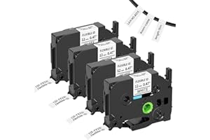 TZe-FX231 Flexible ID Laminated Cable Wire Labels 12mm 0.47 Laminated White Compatible with Brother P-Touch for Wire Wrapping