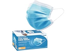 Jointown Anti-fog 3-ply Disposable Face Mask, Face Mask with Efficient Filter Media for Adult, Adjustable and Soft Nosepiece, Box of 50 pcs