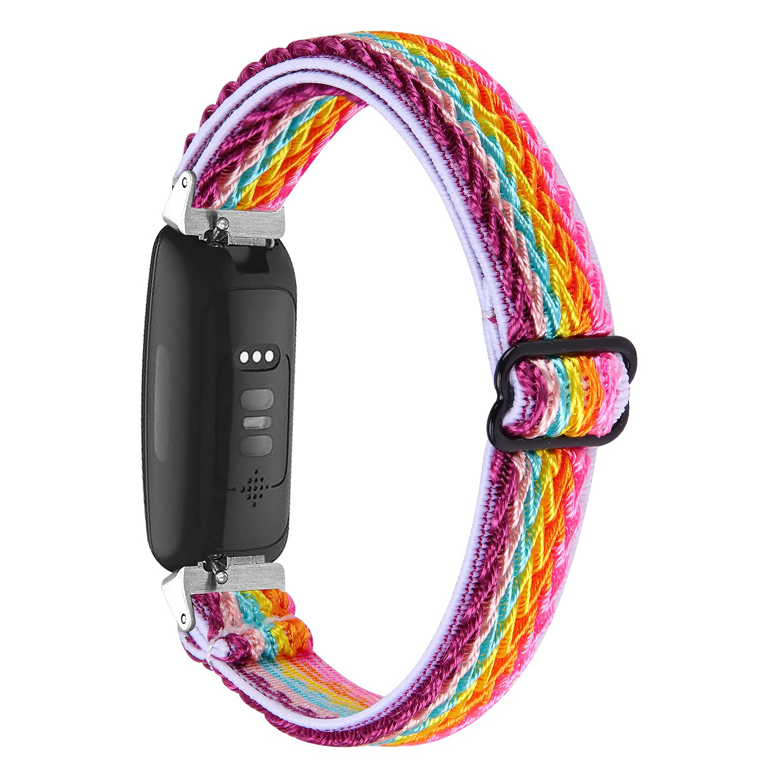 Gimuk Elastic Strap compatible with Fitbit Inspire 2/Inspire/Inspire HR/Ace 2/Ace 3, Women Men Soft Breathable Nylon Fabric Sport Replacement Watch Strap Band Stretchy Wristband (Rainbow)