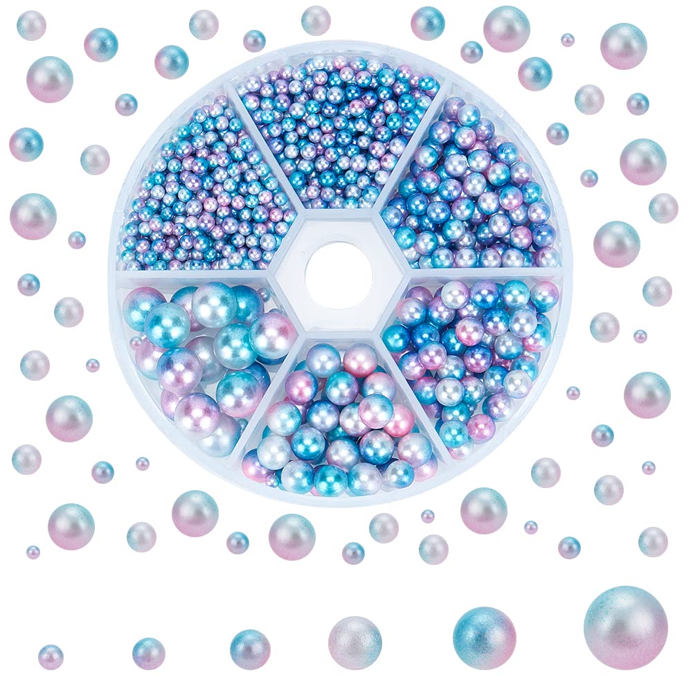 PH PandaHall 1163pcs Acrylic Pearl Beads, 6 Size No Hole Beads Colorful Undrilled Imitation Pearls for Vases Filler Wedding DIY Craft Jewellery Making Valentines Home Dector, 2.5/3/4/5/6/8mm