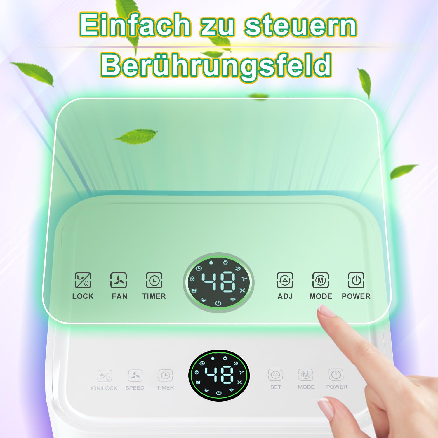 EINFEBEN Luftentfeuchter 16L/24h Entfeuchtungsleistung - für Raumgröße ca. 160m³ (~60 m²)- mit 4 Betriebsarten, Farbtemperatur-Tipps, Ablaufschlauch, Timerbetrieb, Abtaufunktion