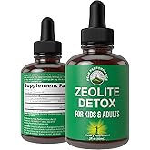 Zeolite Detox for Kids & Adults with Cilantro. Volcanic Mineral from Idaho USA. Zeolite Clinoptilolite Liquid Drops Gentle Cleanse Supplement with Vitamins B12 & D. Support Focus, Energy, Gut, Speech