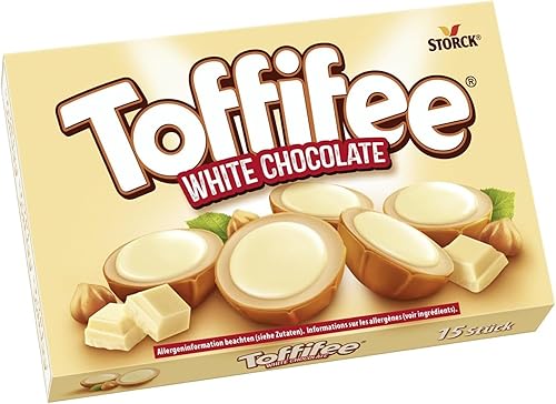 Toffifee White Chocolate, Chewy Caramel Cups With Hazelnut & Smooth White Chocolate Treats, 15 Pieces (Pack of 1)