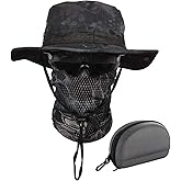 Sun Hat Bucket Boonie Hats Scarf Glasses Protection Foldable Set Camo Hats Fishing Hiking Camping Outdoor Sports Men Women