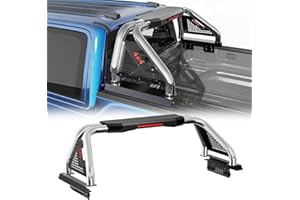 SYHVU Stainless Steel Roll Bar for Truck, Adjustable Truck Bed Sport Bar Chase Rack for Full-Size Pickups, Compatible with Fo