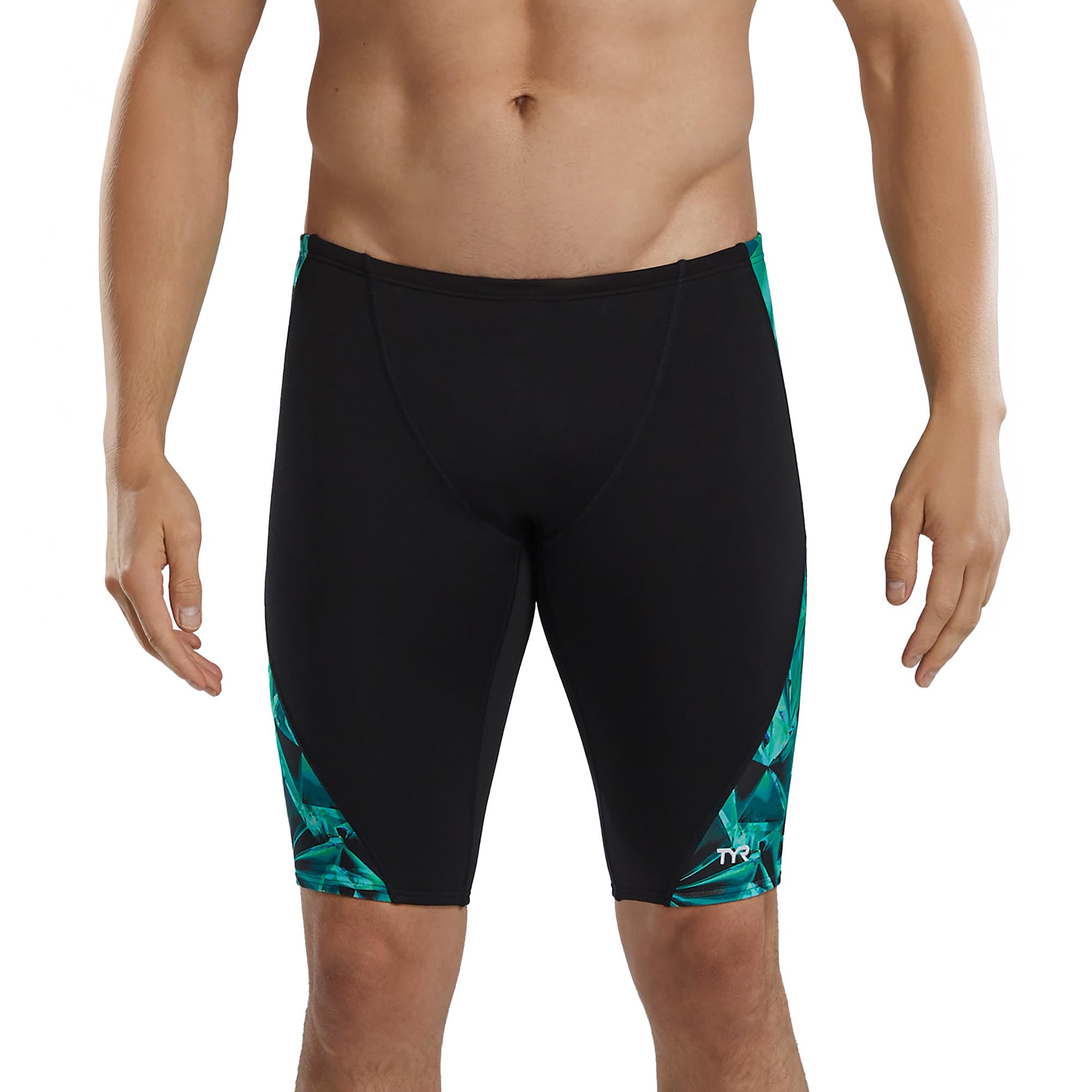 TYR Men's Durafast Elite Solid Jammer Swimsuit, Green Crystalized, 38 Image