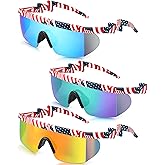 Frienda 3 Pairs 4th of July 80s 90s Retro Semi Rimless Sunglasses American USA Flag Sunglasses Zigzag Glasses for Men Women