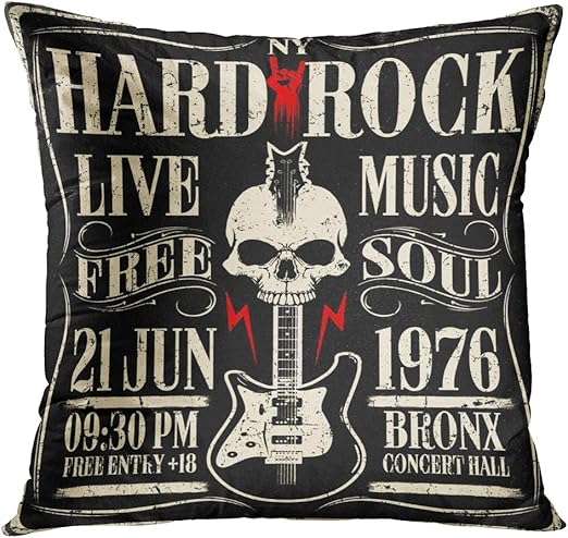 Amazon Com Throw Pillow Cover Band Hard Rock Music Vintage Roll
