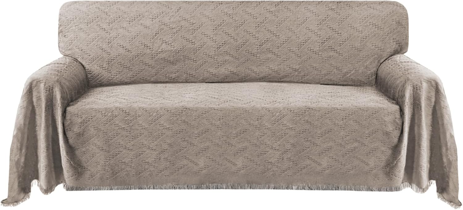 Slipcovers - Cotton Sofa Cover Couch Cover Sand Couch Protector Sofa Throw Cover for Couches Washable Sectional Sofa Couch Covers for Dogs Feature Geometrical Woven Jacquard Fabric (91