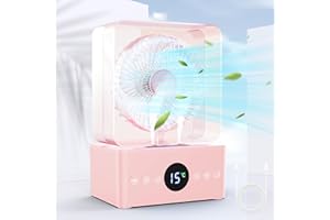 ATAOSGR Portable Air Conditioners Cooling Fan with 3 Speeds &12H Timer, 1000ml Personal Evaporative Air Cooler with Mist, 4 LED mode, Portable AC Unit Fan for Bedroom pink Office （pink）