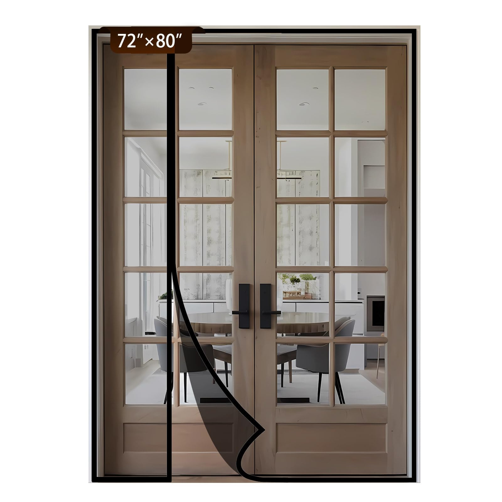 Photo 1 of Reversible Side Opening Magnetic Screen Door for Sliding & French Doors,Upgraded PETG Mesh Anti-Tearing, Heavy Duty & Strong Magnetic, Pet and Kid Friendly - Screen Door 74"x82"