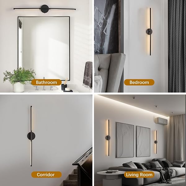 BATTERY OPERATED WALL SCONCES SET OF TWO, DIMMABLE BATTERY WALL SCONCE WITH REMOTE CONTROL, 3000K-6000K INFINITE WALL SCONCE, WIRELESS WALL LIGHTS FOR LIVING ROOM BEDROOM HALLWAY DECOR 27.6 INCH