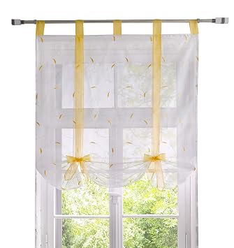 Amazon De 7morning Gelb Schlaufen Raffrollos Raffgardinen Voile