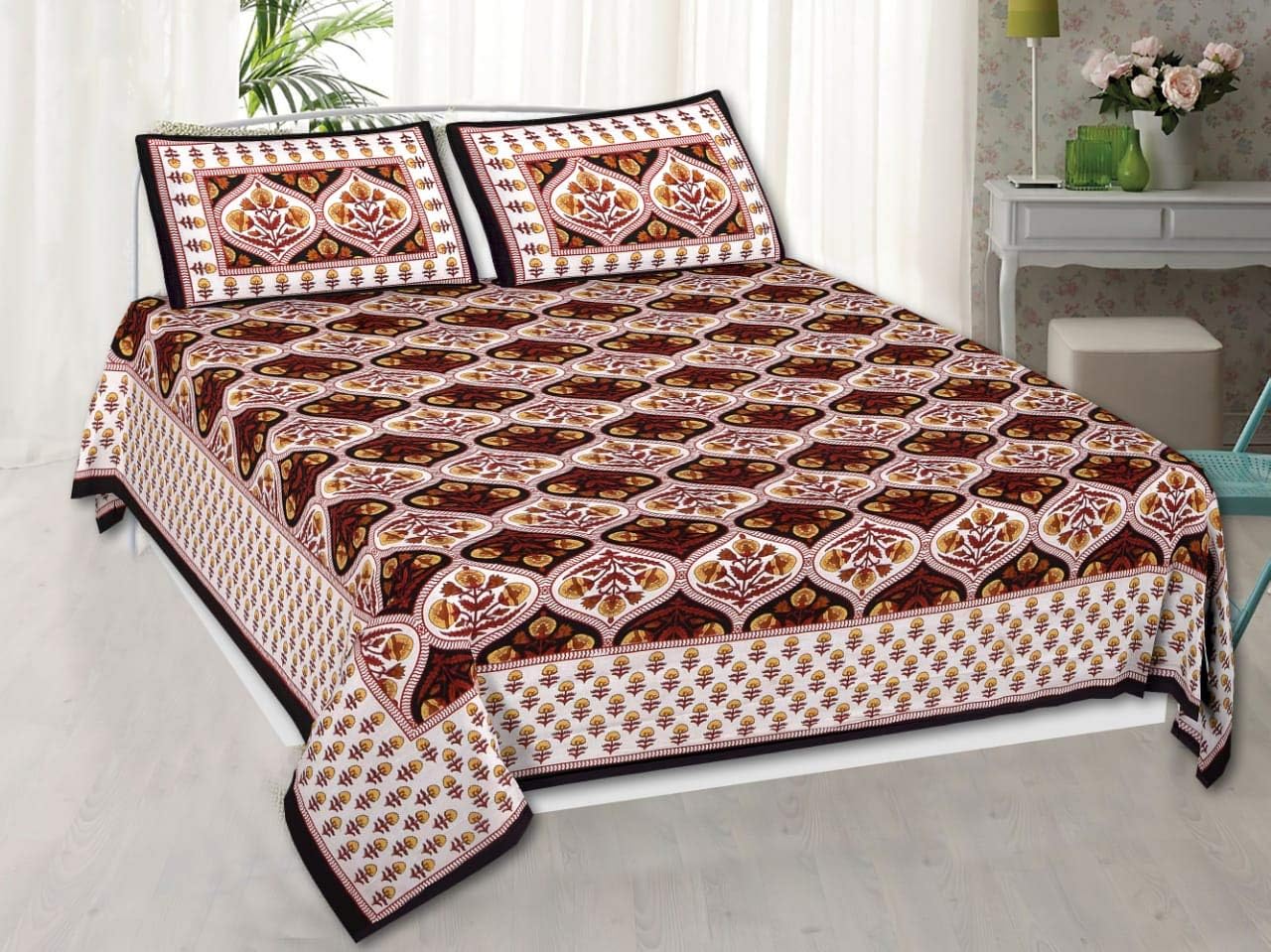 Jaipuri Handmade anokhi Prints Sanganeri Double Bed bedsheet with
