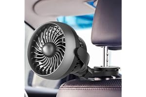 LEMOISTAR Car Fan, Battery Operated USB Car Fan with Clip Hook, 4 Speeds, 360 Degree Rotatable Car Fan, 5V Cooling Air Small Personal Fan for Car, Rear Back Seat Passenger Kids etc