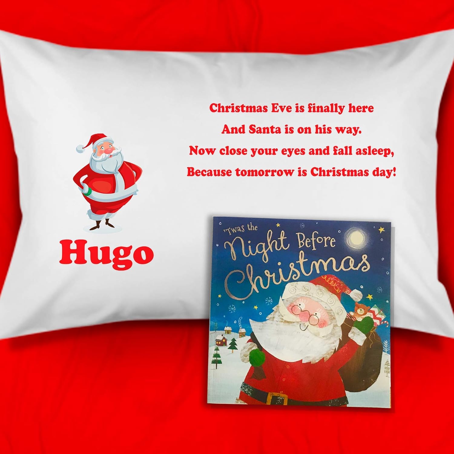 Santa Personalised Christmas Eve Pillow Case & Book Amazon.co.uk Handmade
