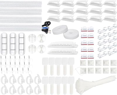 Soulwit 200Pcs Cable Management Kit 4 Sleeves 37 Clips 7 Holders 100 Ties