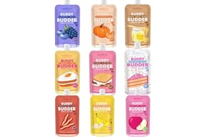 BUDDY BUDDER Dog Peanut Butter, 9 Pack Mixed Flavors, 4oz Pouches Dog Peanut Butter, Made in USA