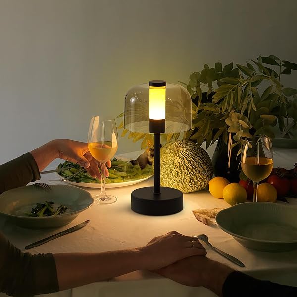 AIHYING BLACK RECHARGEABLE CORDLESS TABLE LAMP,PORTABLE MODERN LED NIGHT LIGHT,BATTERY OPERATED LAMP,3 COLOR STEPLESS DIMMING UP,FOR RESTAURANT/BEDROOM/BARS/OUTDOOR PARTY/CAMPING/COFFEE SHOP