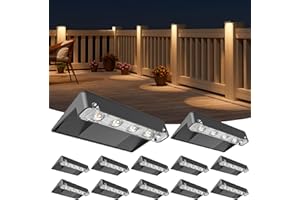 NIORSUN Solar Deck Lights Outdoor 12 Pack, IP65 Waterproof Large Size LED Stair Lights with Lenses, Auto ON Off Warm White Step Lights for Outside, Deck, Patio, Fence, Yard, Pathway and Railing Decor