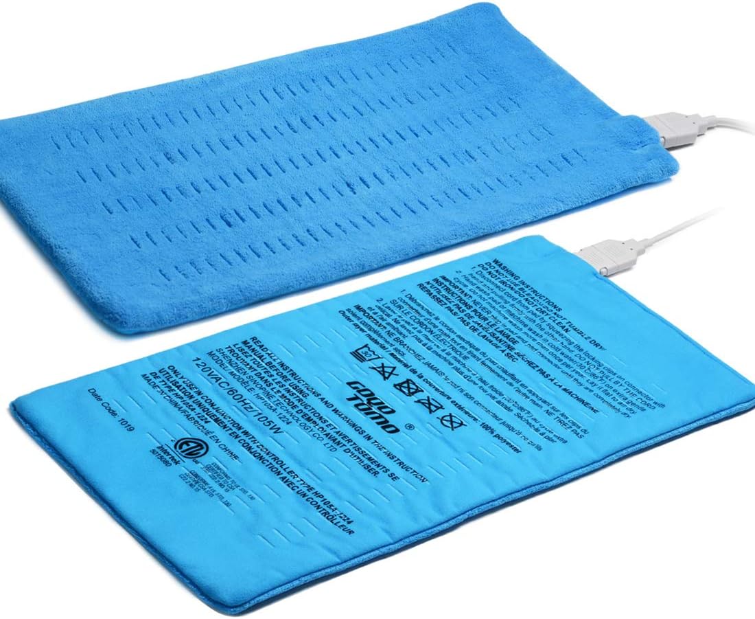 GOQOTOMO Large Electric Heating Pad for Back Pain and Cramps Relief -XL [12"x24"] - Ultra-Soft Heat Pad with Moist & Dry Heat Therapy Options - Auto Shut Off - Hot Heated Pad by-HB003: Health & Personal Care