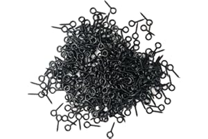 IDEALSV Small Screw Eyes Pin Hook Mini Screws Hooks Ring for Jewelry Marking 300 Pack Black